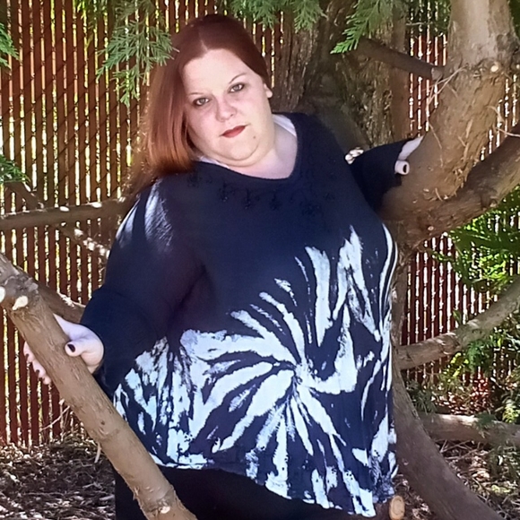 Greater Good Beaded Tie Dye Sheer Blouse Size 1X/2X - Picture 11 of 11